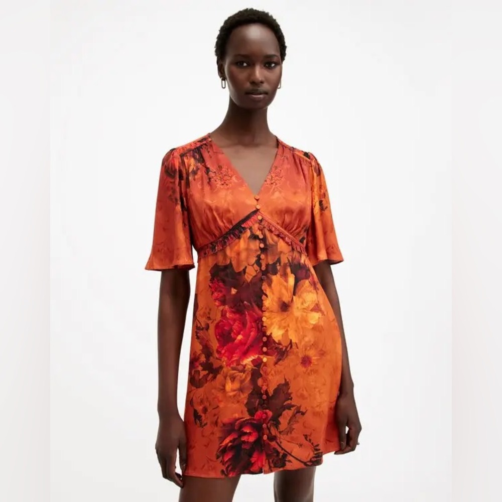 AllSaints Tian V-Neck Mini Dress